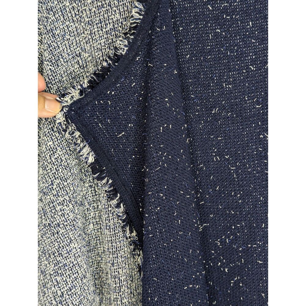 St. John Open Front Cardigan Jacket Approx Sz Small Navy White Tweed Wool READ - Picture 8 of 8
